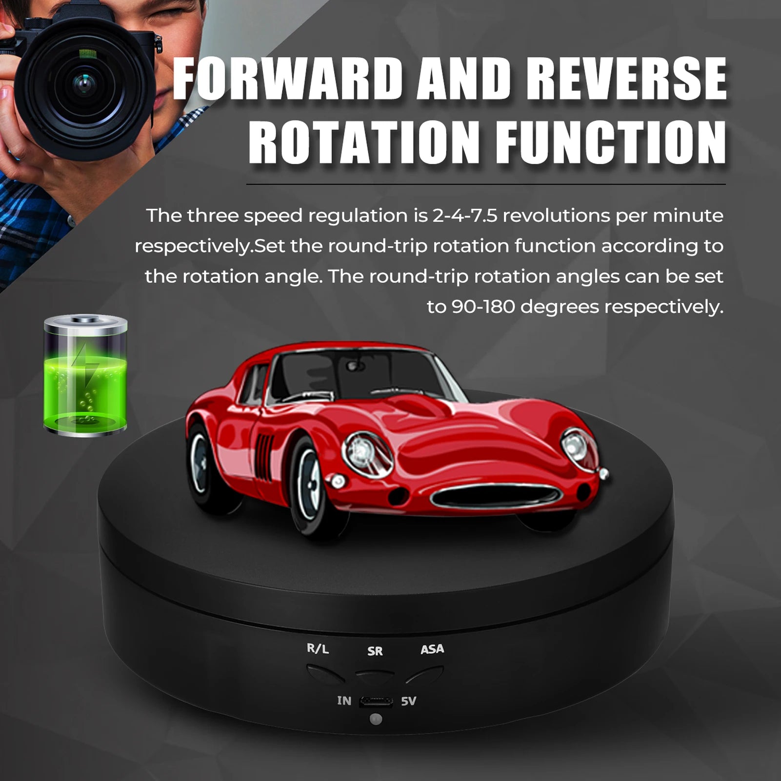 145mm Electric Rotating Display Stand Mirror 360 Degree Turntable Jewelry Holder Battery for Photography Video Shooting Props Peaceful Pleasures Health and Wellness