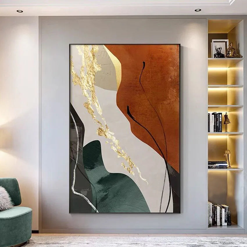 Nordic Wall Art Decor Oil Painting Modern Abstract Image High Quality Home Hanging Poster Handmade Canvas Mural For Parlor Porch Peaceful Pleasures Health and Wellness No frame 4 60cmx120cm