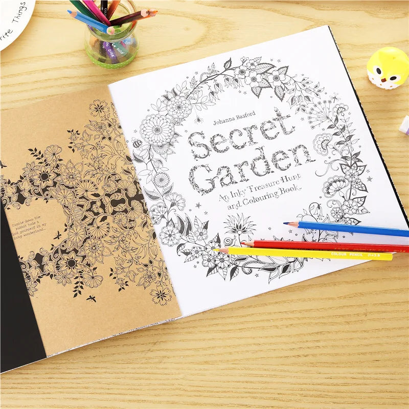 Secret Garden Coloring Book Adults Stress Relief English Korean Text