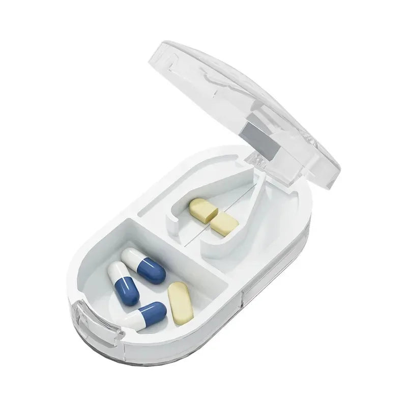 Multi- Functions Pill Cutter Portable Drug Tablet Storage Box 1/3, 2/1, 4/1 Pill Splitter Medicine Dustproof Divider Organizer Peaceful Pleasures Health and Wellness 1pc Transparent China Mainland