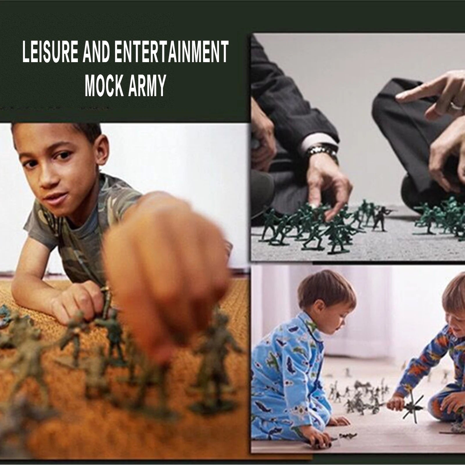 Military Battle Group Bucket 3 Colors Optional Toy Army Soldiers in 12 Designs for Kids Boys and Girls Peaceful Pleasures Health and Wellness