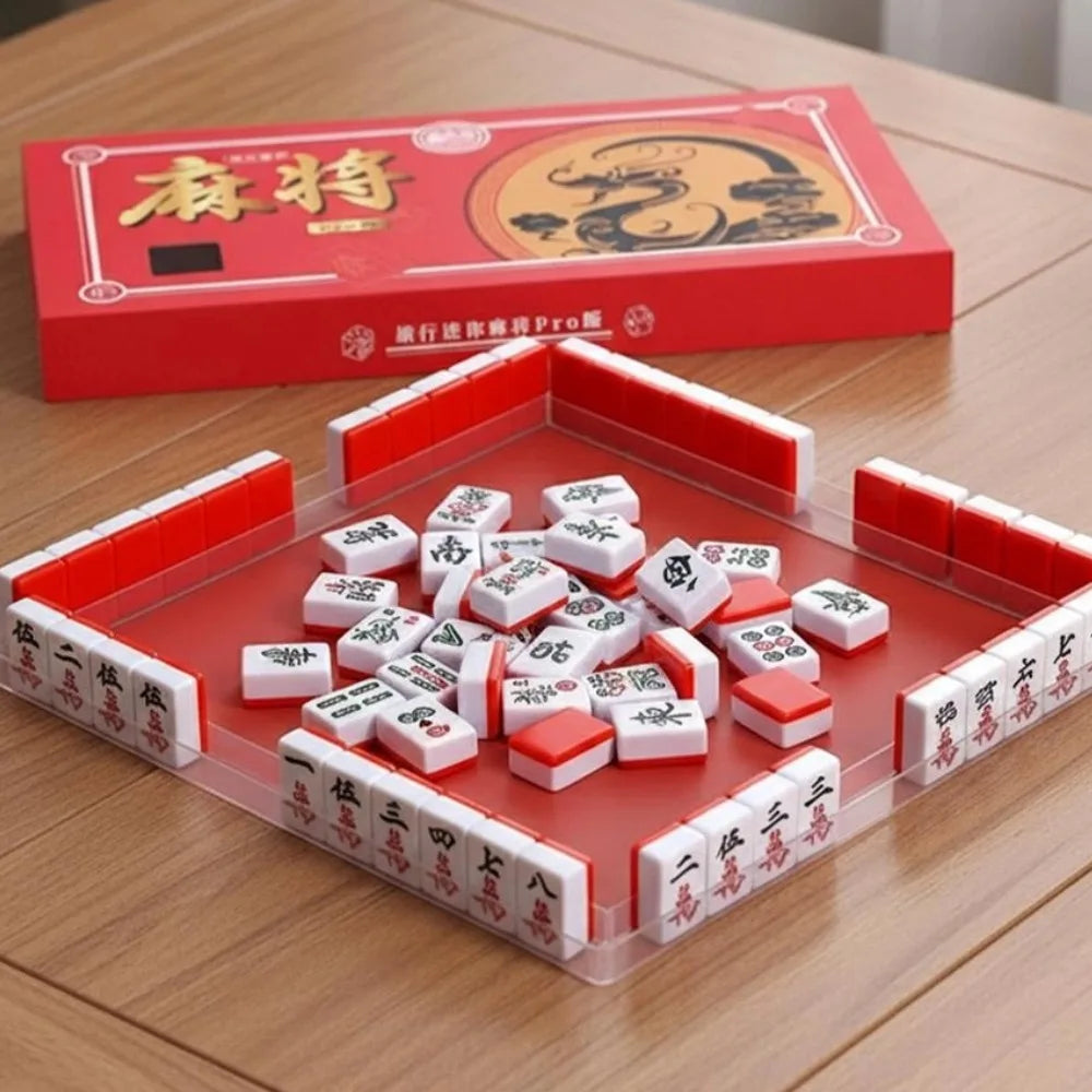 Mini Portable Chinese Mahjong Game Tiles Compact Board Family Outdoor