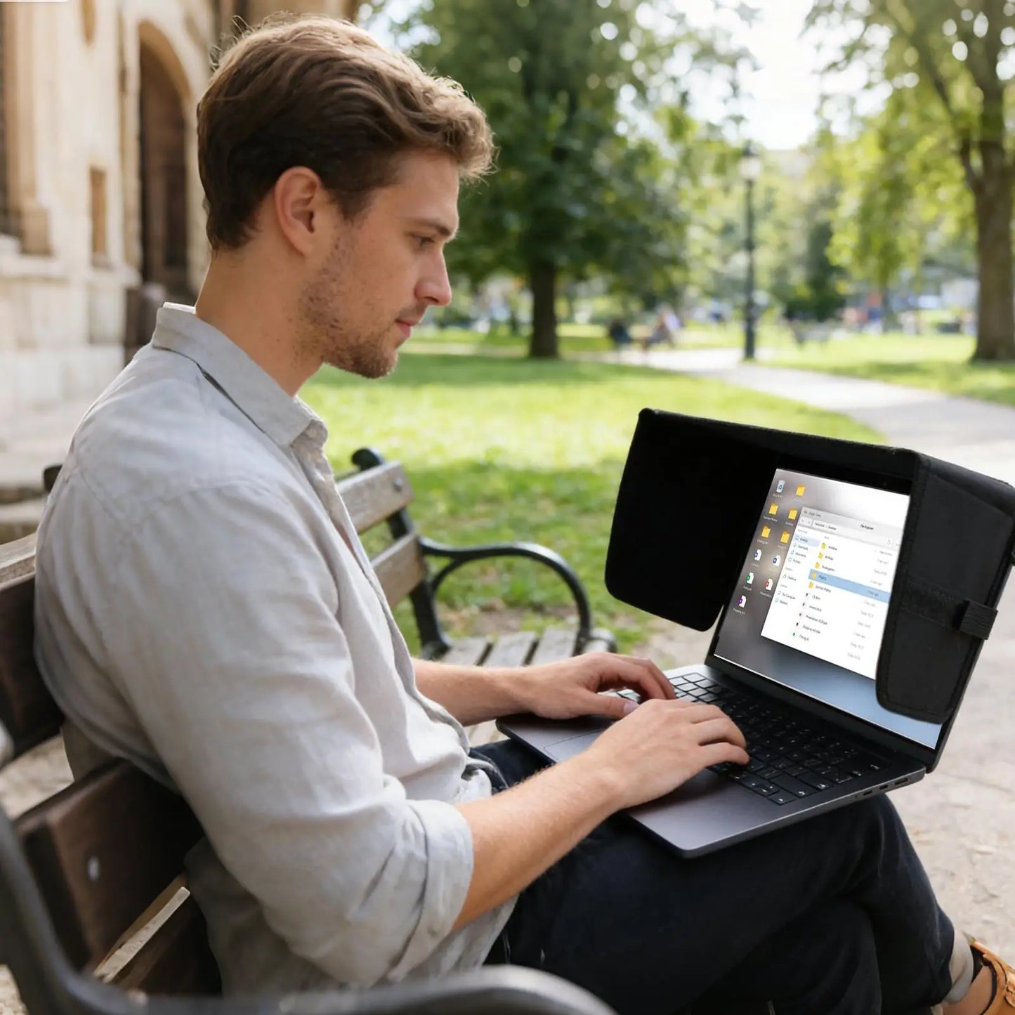Foldable Laptop Sunshade & Privacy Visor for Outdoor Use