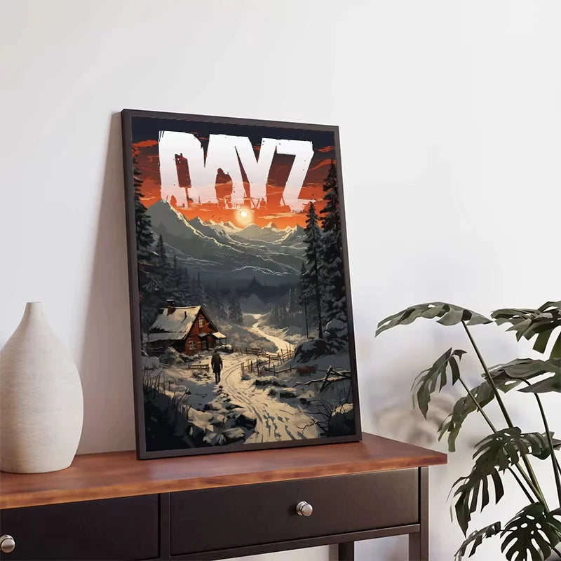 D-DayZ-Zombie-Game Poster Retro Canvas Painting and HD Prints Wall Art Picture Living Room Game Room Modern Home Decor Gifts Peaceful Pleasures Health and Wellness