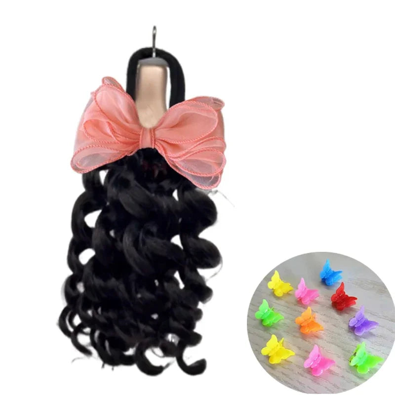 NEW 2pcs/Little Girls Ponytail Hair Extensions Kanekalon Human Hair Like Curly Wavy Private-lable Hair 10 Roots for Black Girls Peaceful Pleasures Health and Wellness colors 8