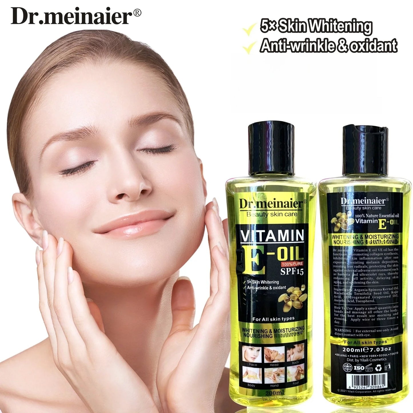 Vitamin C & E Whitening Body Massage Oil 200ml | Natural SPA