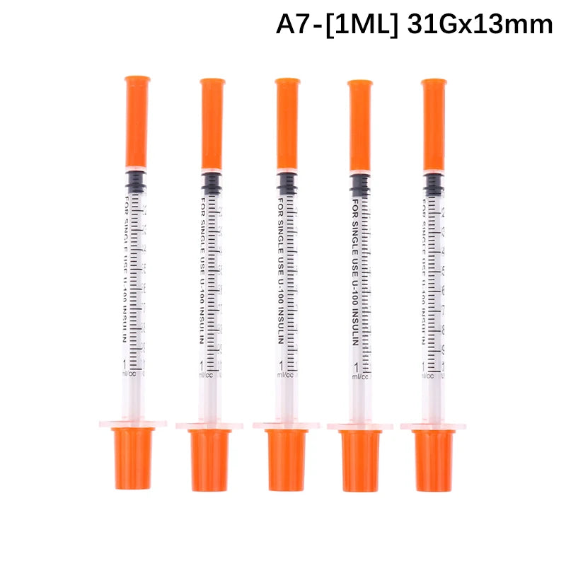 5Pcs 0.3/0.5/1ML Disposable Plastic Veterinary Syringe Orange Cap Sterile Insulin Syringe With Needles For Pet Farm Animal Peaceful Pleasures Health and Wellness A7
