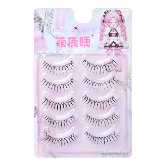 Korean U-Shape False Eyelashes – 5 Pairs, Natural Wispy Look False Eyelashes Peaceful Pleasures Health and Wellness B