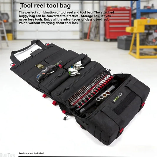 2-in-1 Heavy Duty Electrician Tool Bag Roll & Waist Organizer Electrician Tool Bag Peaceful Pleasures Health and Wellness