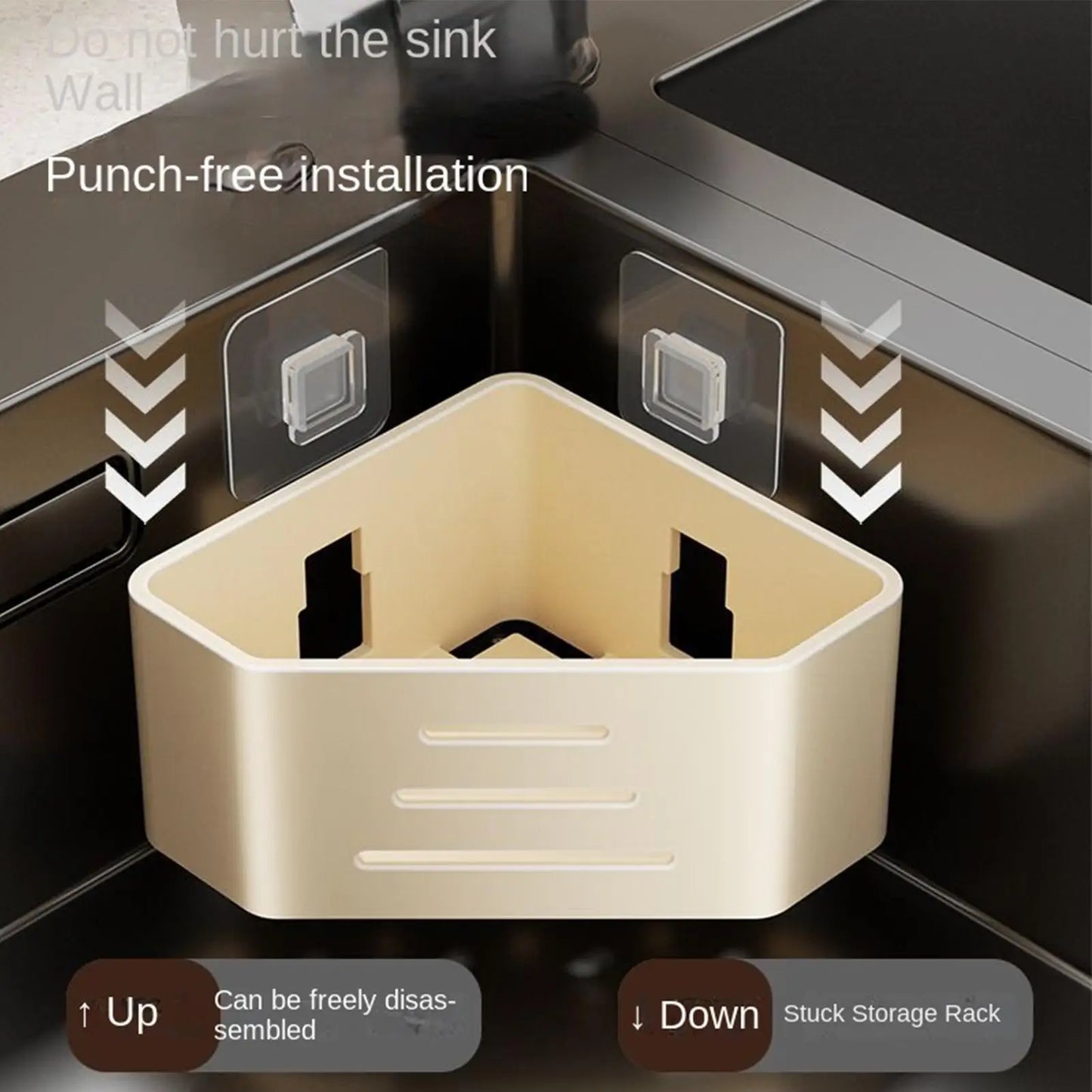 Kitchen Sink Sponge Holder & Drain Basket Organizer Rack