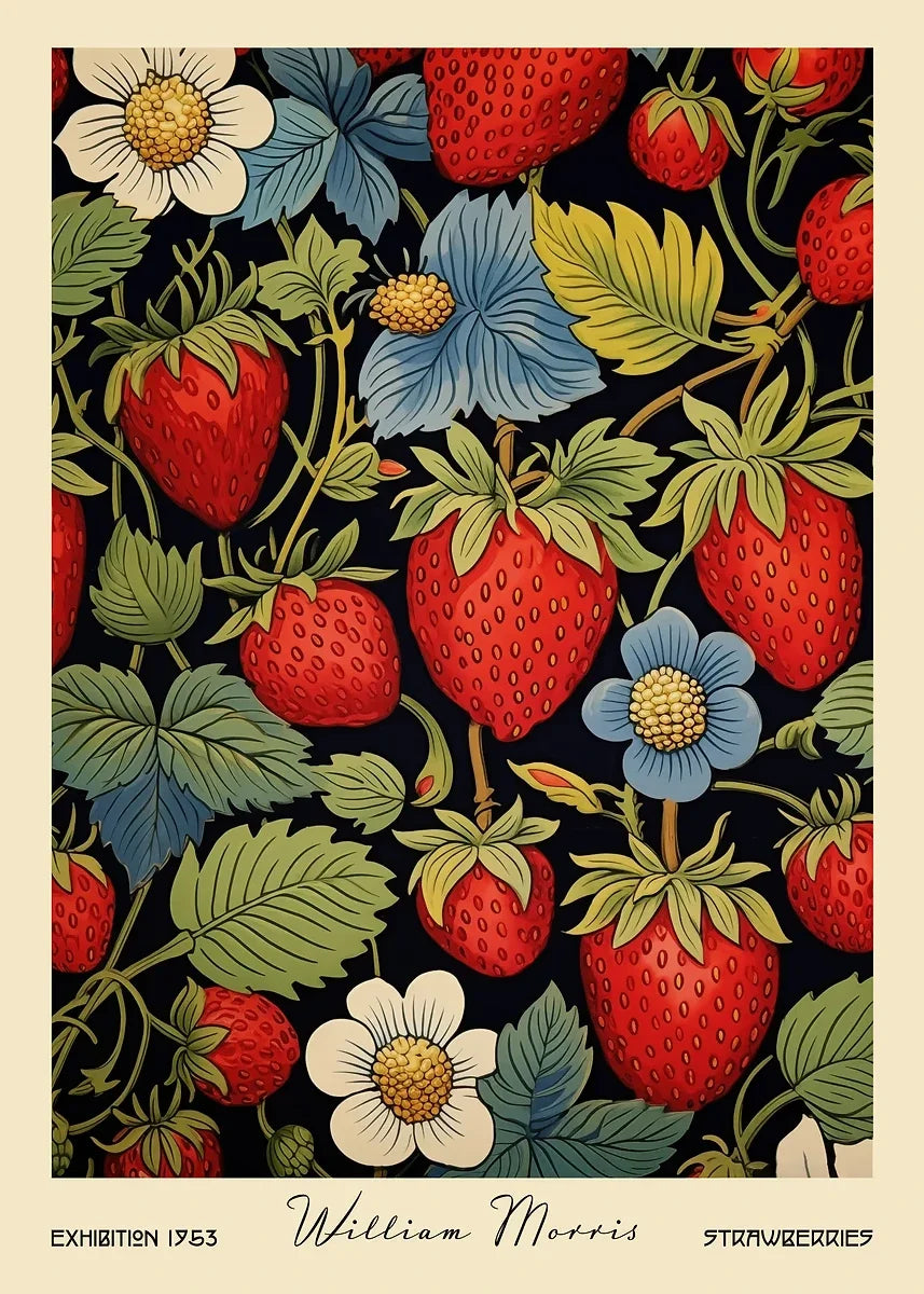 William Morris Retro Kitchen Fruit Canvas Wall Art | Dining Decor