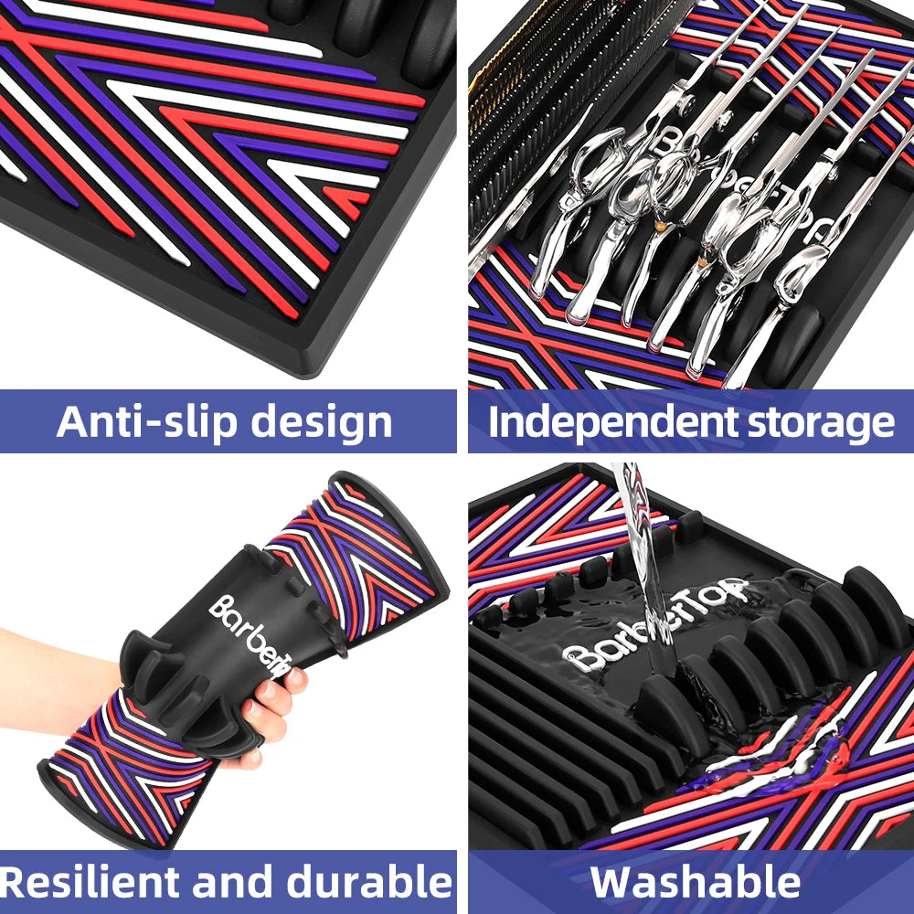 Professional Silicone Barber Tool Desk Mat, Non-Slip High Temperature Resistant Salon Scissors Organizer For Hairdressing Tools Peaceful Pleasures Health and Wellness