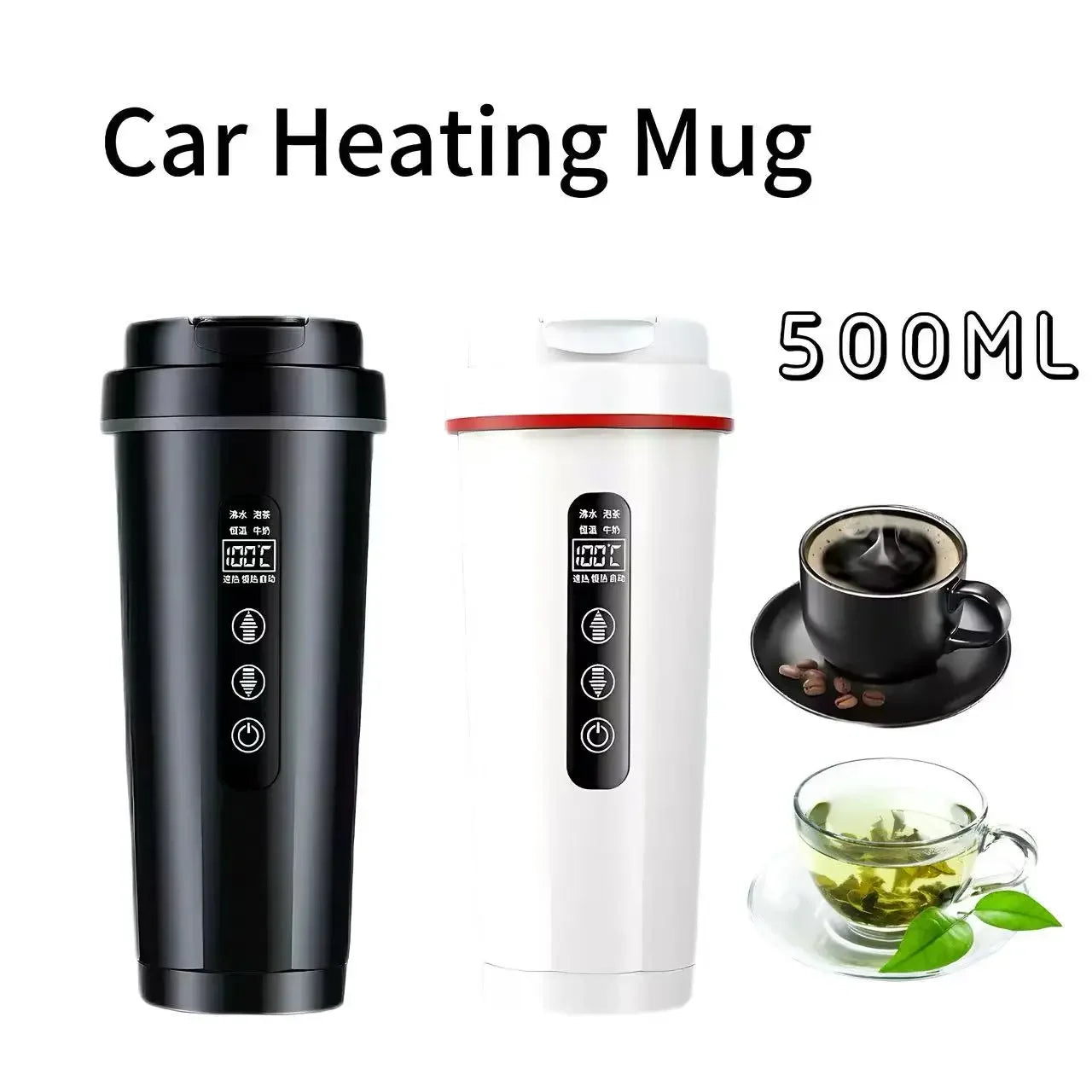 Car Electric Kettle 12V/24V Universal Car Truck Insulated Heating Cup Current Unrestricted Anti-Dry Burning Travel Water Heater Peaceful Pleasures Health and Wellness