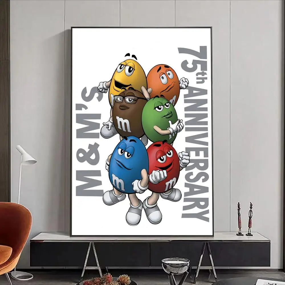 M&M's Candy HD Wall Art Poster – Self-Adhesive Waterproof PVC Wall Art Poster Peaceful Pleasures Health and Wellness Black5 50X70cmNoframe