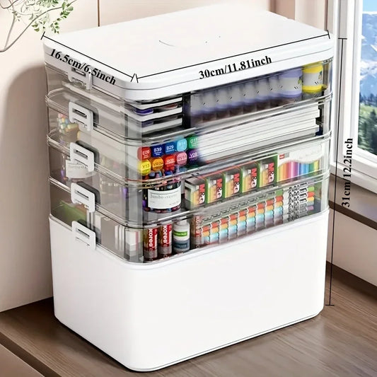 Large Capacity Multi-layer Classification Multifunctional Stationery Peaceful Pleasures Health and Wellness White