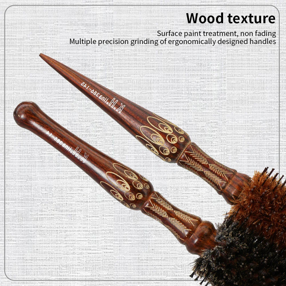 Wooden Round Hair Brush – Anti-Static Boar Bristle Styling Tool
