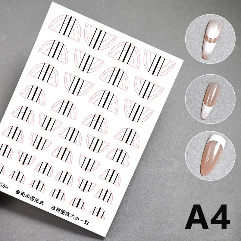1 Sheet Transparent French Manicure Guide Stickers Strong Adhesive Nail Art Decals French Manicure DIY Stencil 3D Styling Tools Peaceful Pleasures Health and Wellness A4