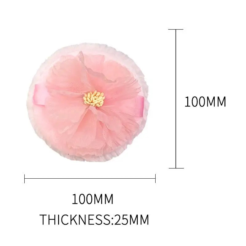 3D Ribbon Flower Velvet Powder Puff | Dual-Sided Fluffy