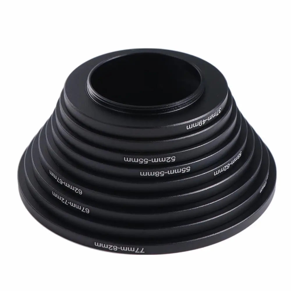 9pcs Filter Ring Adapter Set Step Up Rings 37-82mm Aluminum Alloy Camera Ring Adapter UV ND CPL High Strength Peaceful Pleasures Health and Wellness