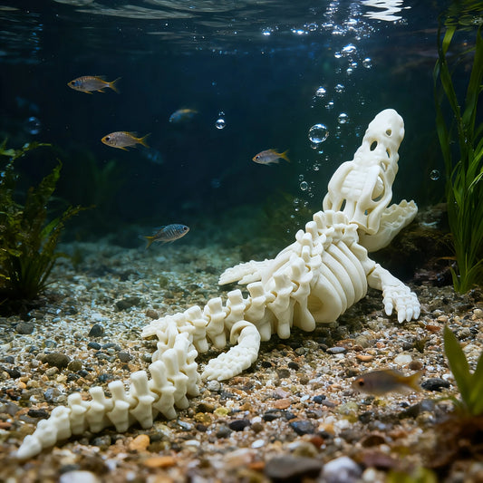 1 Piece Realistic Mosasaurus Skeleton Replica Aquarium Decoration Large Dinosaur Skeleton Model with White Fins and Tail for Fish Tank Decoration Marine Reptile Display Paleontology Themed Gift Suitable for Collectors and Aqu Peaceful Pleasures Health and Wellness