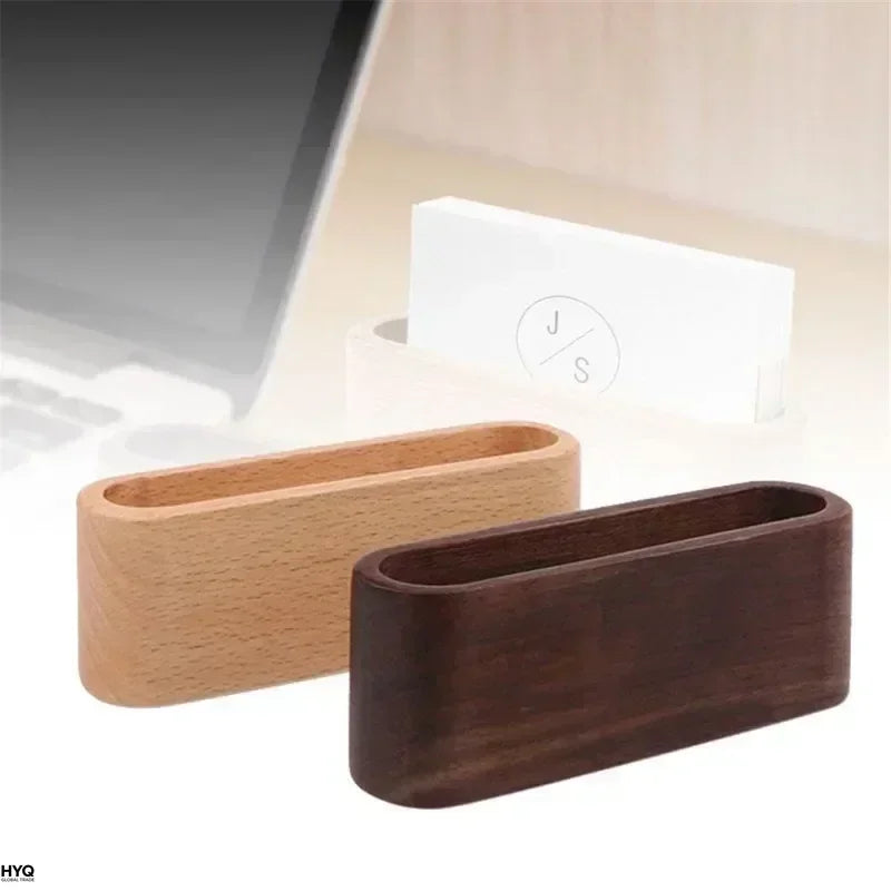 Wooden Business Card Holder Note Display Rack Office Supplies