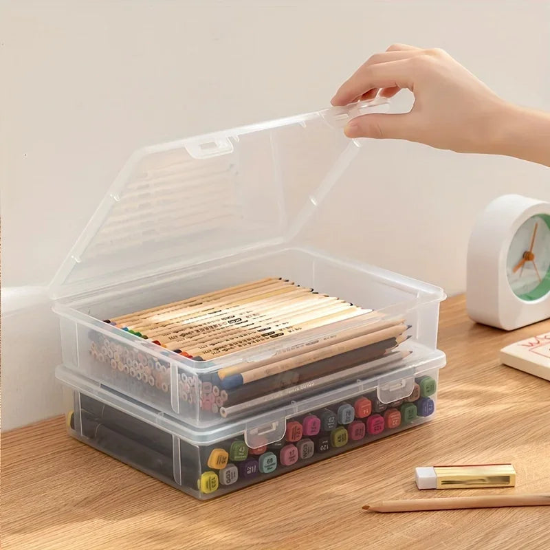 Large Transparent Pencil Case & Art Supply Storage Box