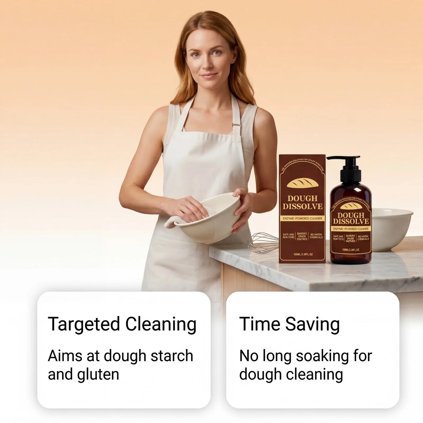 Dough Disslove Cleaner for Baking Pans and Utensils Dissolves Stubborn Flour Residue Fast Easy Wash off Enzyme Kitchen Cleaner Peaceful Pleasures Health and Wellness