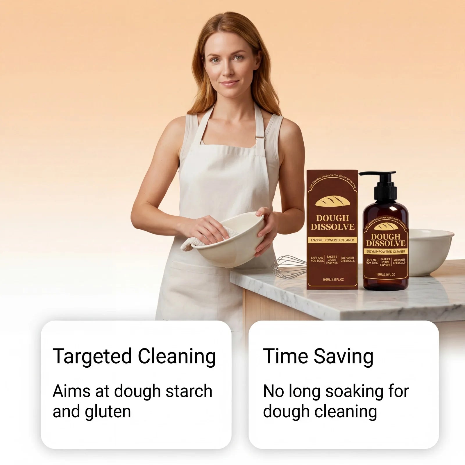 Dough Disslove Cleaner for Baking Pans and Utensils Dissolves Stubborn Flour Residue Fast Easy Wash off Enzyme Kitchen Cleaner Peaceful Pleasures Health and Wellness