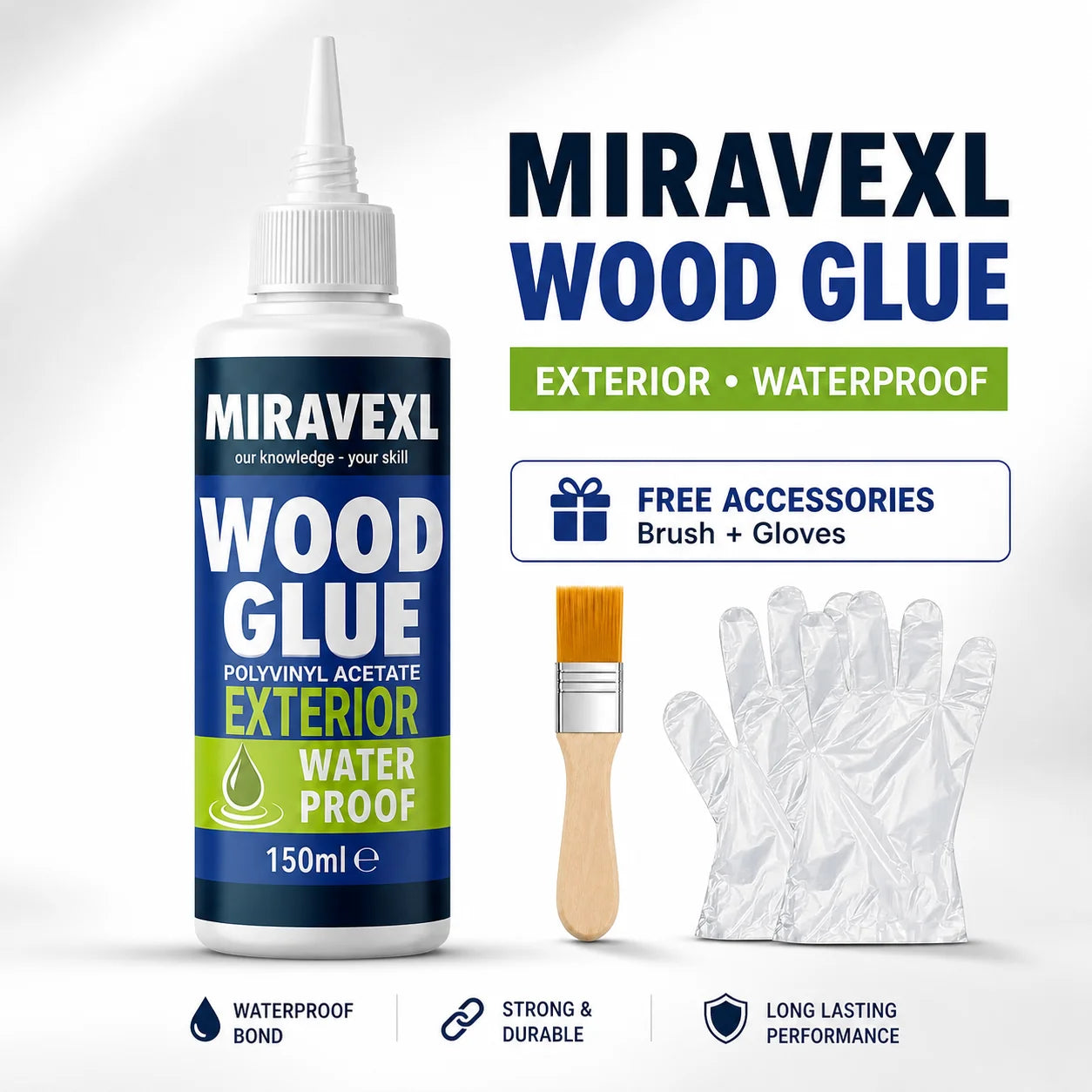 Fast Dry Wood Glue Strong Adhesive Heavy Duty Woodworking Furniture Repair DIY Crafts with Free Brush and Disposable Gloves Peaceful Pleasures Health and Wellness Default Title