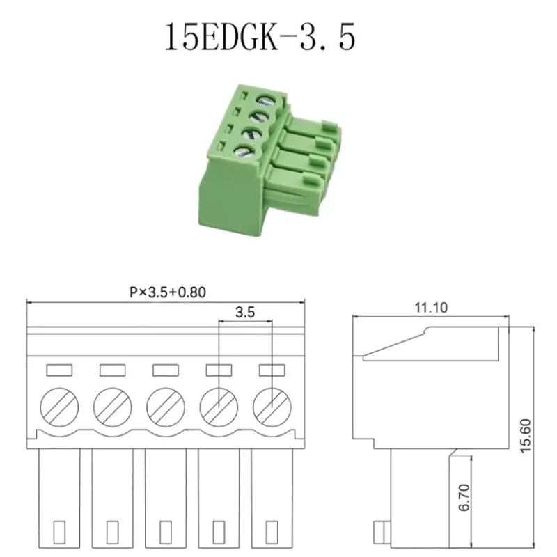 10 Pair 15EDG 3.5mm Plug-in Terminal Block Straight Pin PCB Screw Terminal Connectors 2/3/4/5/6/7/8/9/10P KF15EDG-3.5 Green Peaceful Pleasures Health and Wellness