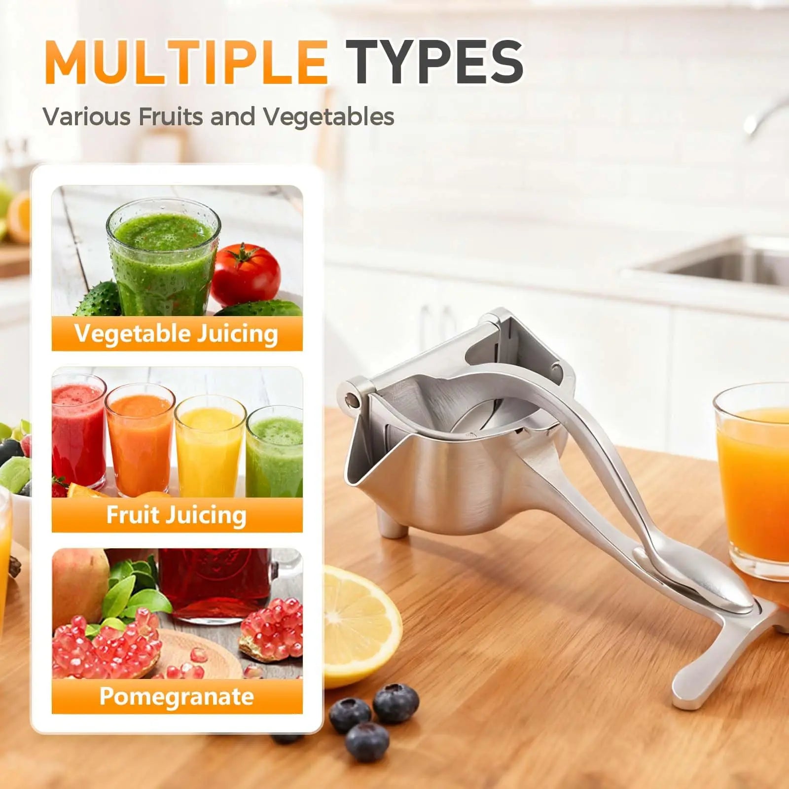Real Aluminum Alloy Lemon Squeezer Citrus Juicer Hand Press Heavy Duty Manual Juicer Fruits Extractor Orange Grapefruit Presser Peaceful Pleasures Health and Wellness