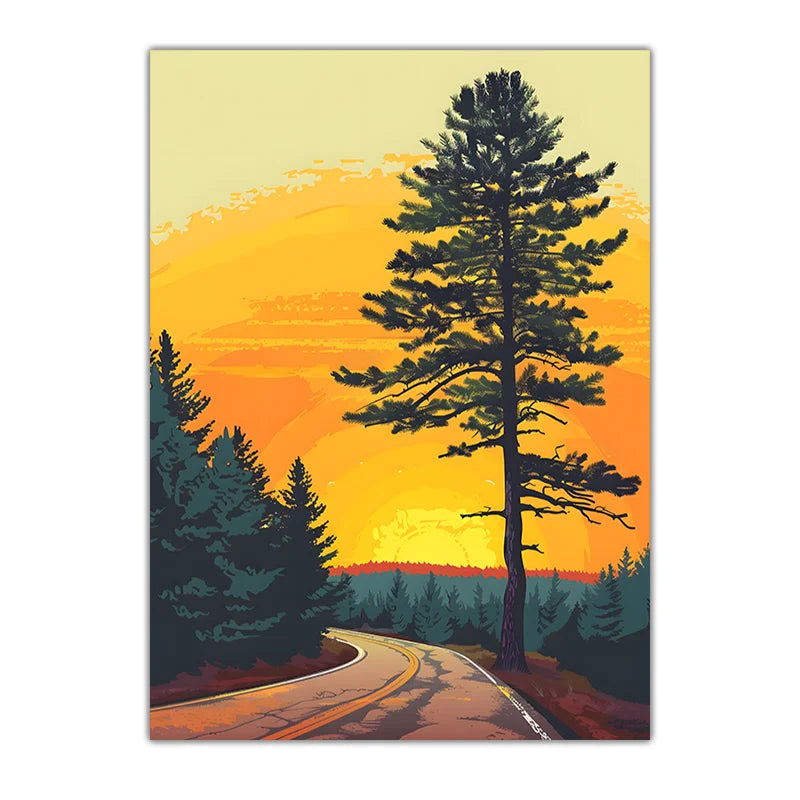 Western Sunset Canvas Wall Art – Vintage Landscape Nature Print Canvas Wall Art Peaceful Pleasures Health and Wellness 04 30x40cm No Frame China Mainland