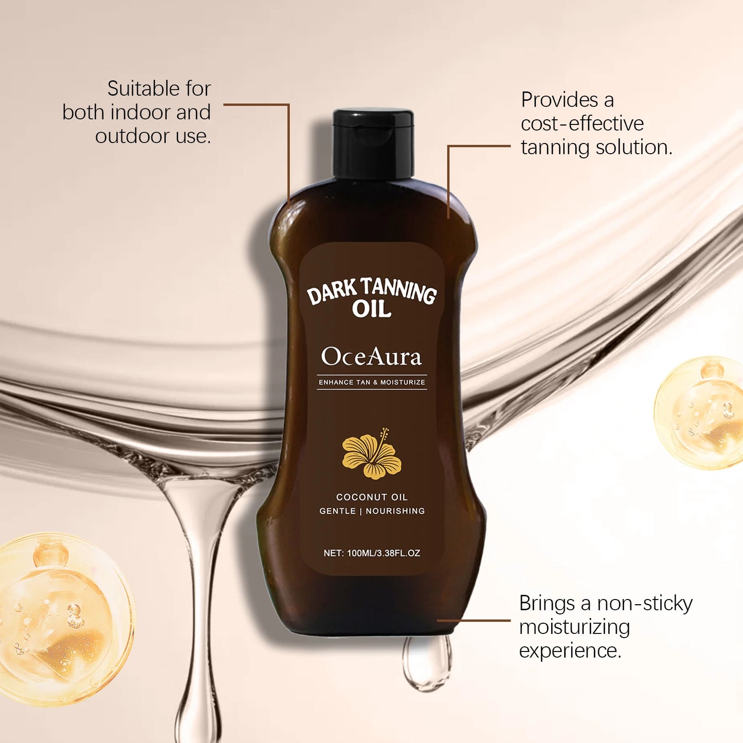 OceAura Coconut Tanning Oil – Deep Bronze Glow, 100ml