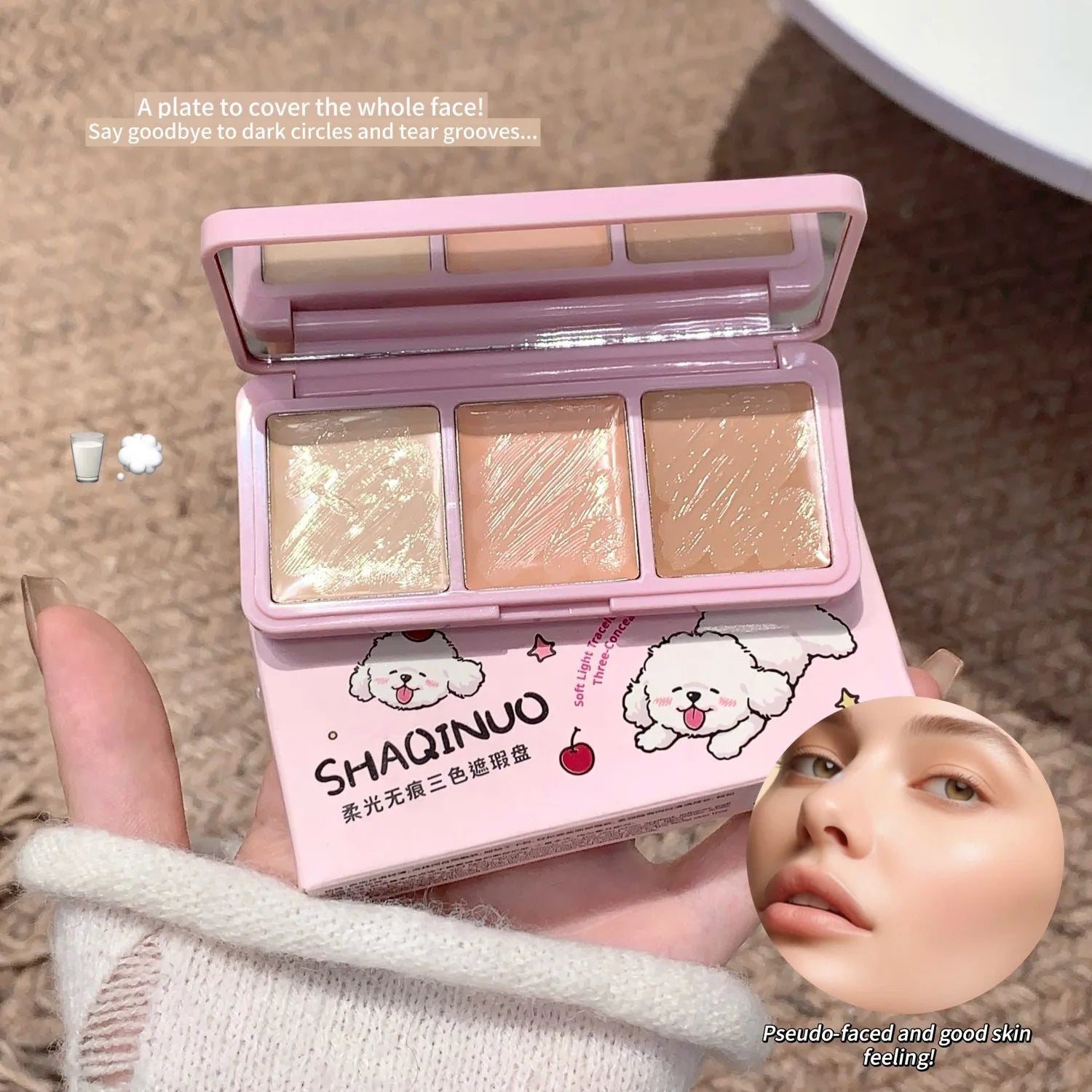 Soft Light Seamless Tri-Color Concealer: Natural Matte Finish for Acne Scars, Long-Lasting Coverage & Brightening Makeup Peaceful Pleasures Health and Wellness