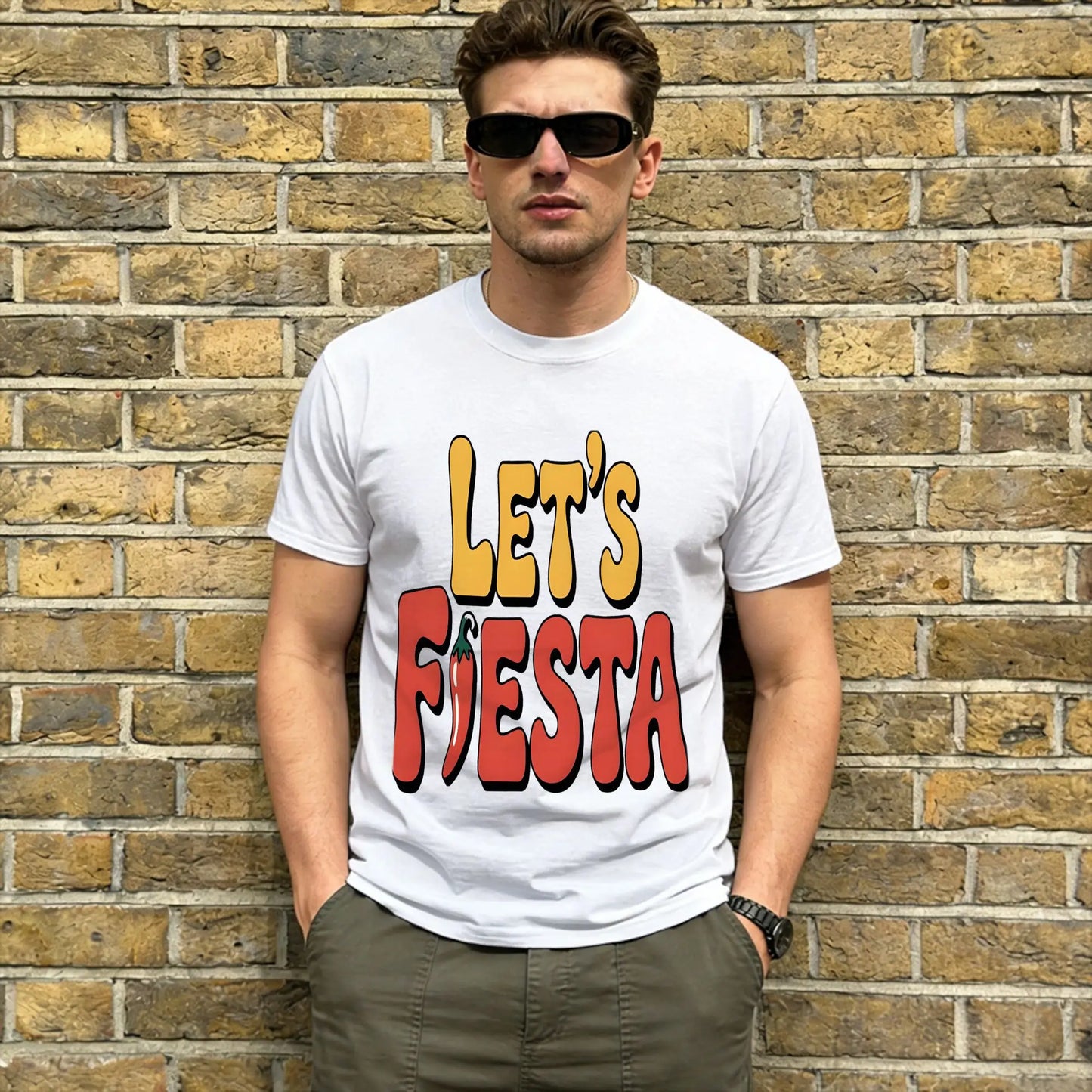 Vintage T Shirt Summer Let's Party Fiesta Trendy Cool T Shirts 100% Cotton Tee Shirt for Men Y2K Fun Cheap Short Sleeve Tops Peaceful Pleasures Health and Wellness WHITE M