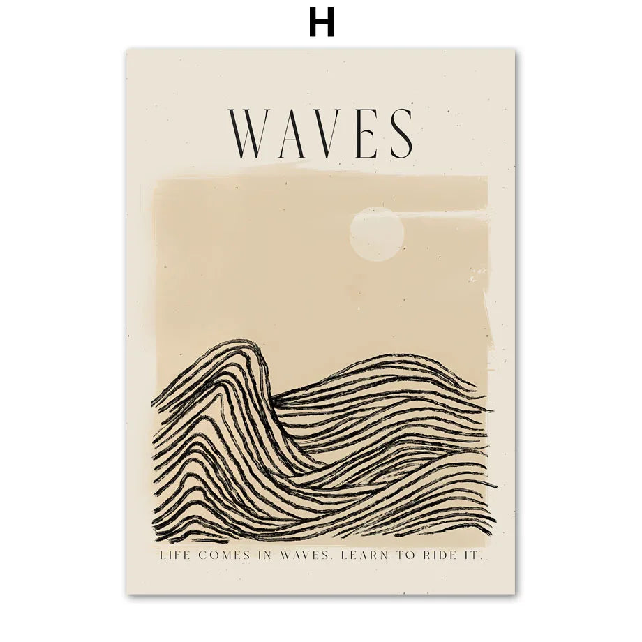 Nordic Summer Beach Canvas Wall Art | Sea, Whale & Sun Print