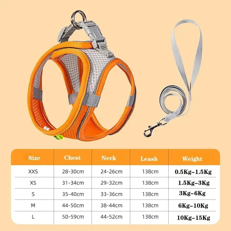 Cat Harness and Belt Set Breathable Accessories for Cats Pet Products Necklace Collar Pets Supplies Home Collars Things Cats Peaceful Pleasures Health and Wellness Orange XXS 0.5-1.5kg