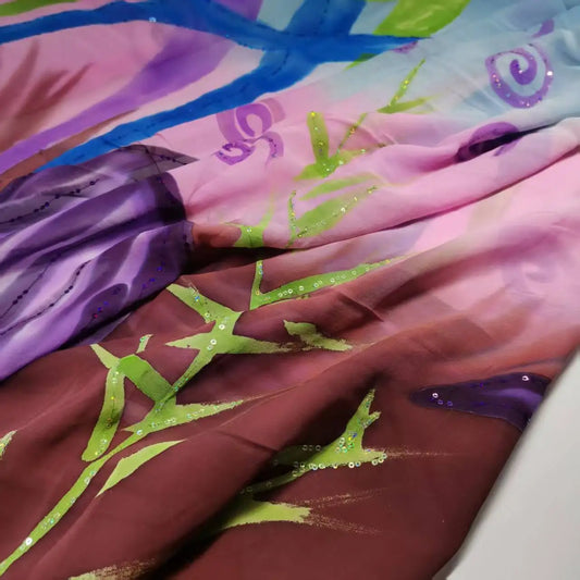 100% Silk Georgette Sequin Fabric | Saree Hijab Dress DIY Sequin Silk Fabric Peaceful Pleasures Health and Wellness 3 95cm x 112cm