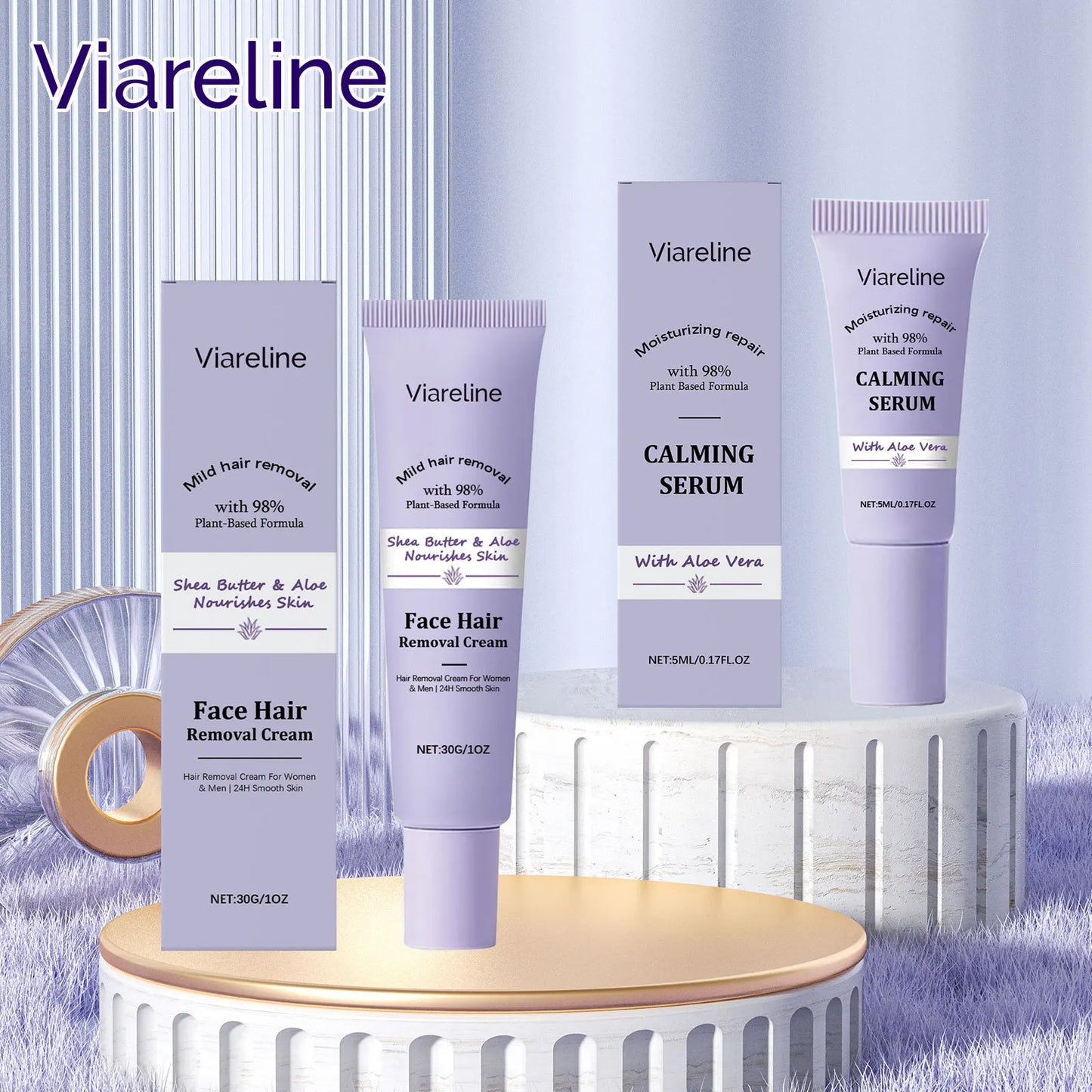 Viareline Face Hair Removal Cream & Calming Serum | 30g+5ml