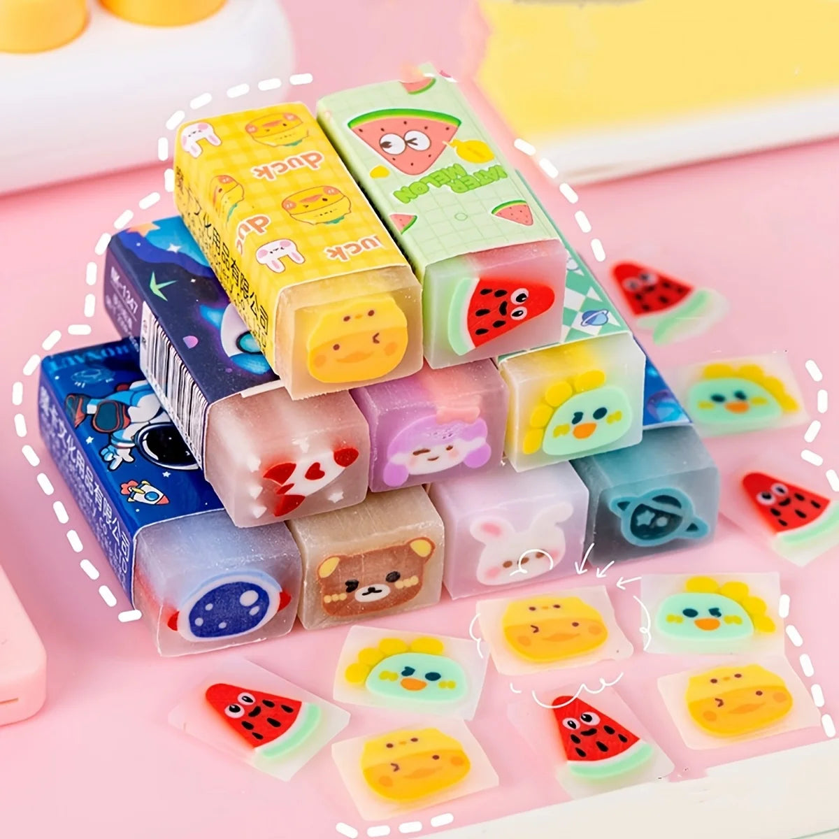 15-Piece Fruit-Shaped Erasers | Dust-Free Jelly Erasers for Kids