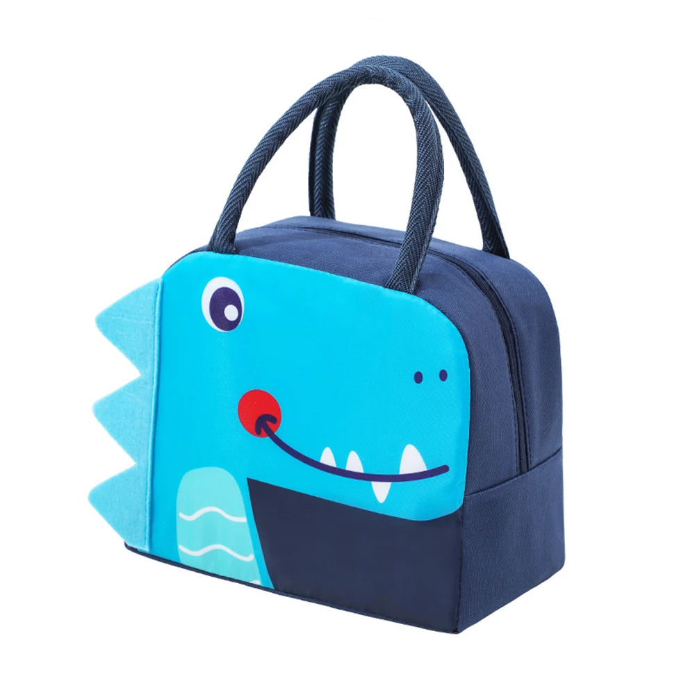 3D Three-Dimensional Bento Bag Cute Cartoon Bento Bag Lunch Bag Handbag Storage Insulation Bag Canvas Lunch Box Bag Ice Pack Peaceful Pleasures Health and Wellness Crocodile navy green