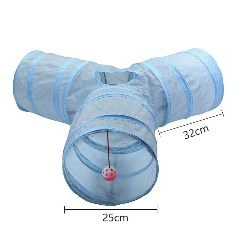 3-Way Foldable Cat Tunnel Toy with Peep Hole | Interactive