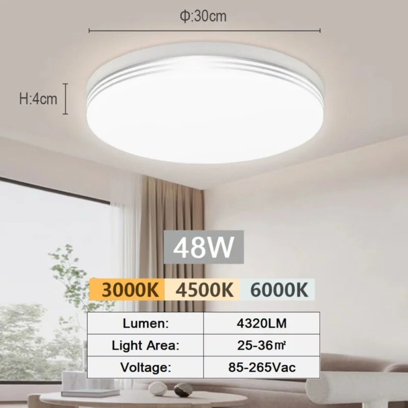 RUNTOIN 18-48W LED Flush Mount Ceiling Light 3000K-6500K