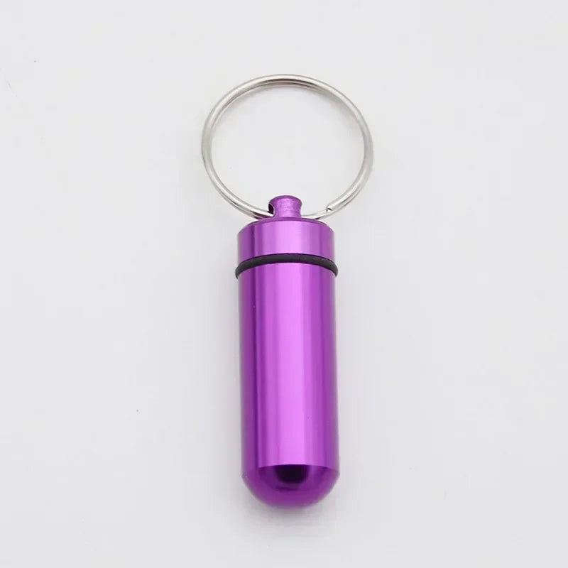 6pcs New High Quality Portable Mini Waterproof Aluminum Bottle Case Holder Keychain Tablet Storage Box Blue Peaceful Pleasures Health and Wellness PURPLE