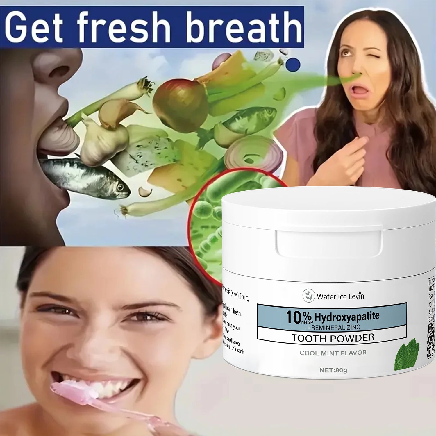 Charcoal & Hyaluronic Acid Tooth Powder | Cool Mint Fresh Breath Tooth Powder Peaceful Pleasures Health and Wellness