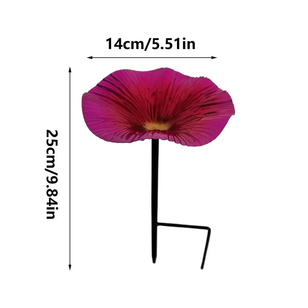 Flower Metal Bird Bath with Garden Stake & Removable Bowl