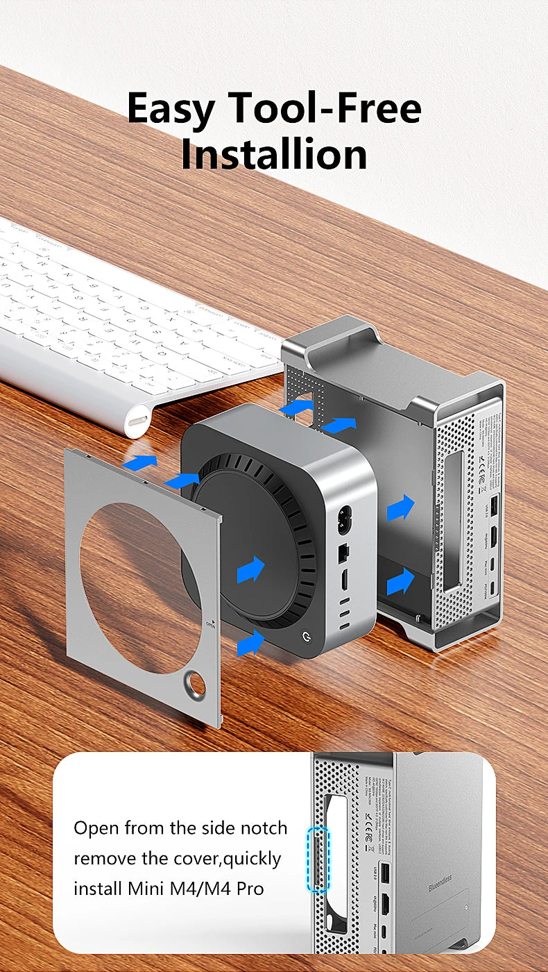 USB C Hub With M.2 NVME SSD Slot Enclosure For Mac Mini M4/M4 Pro Type-C Docking Station SSD Case HDMI USB3.2 Gen2 SD4.0 TF4.0 Peaceful Pleasures Health and Wellness