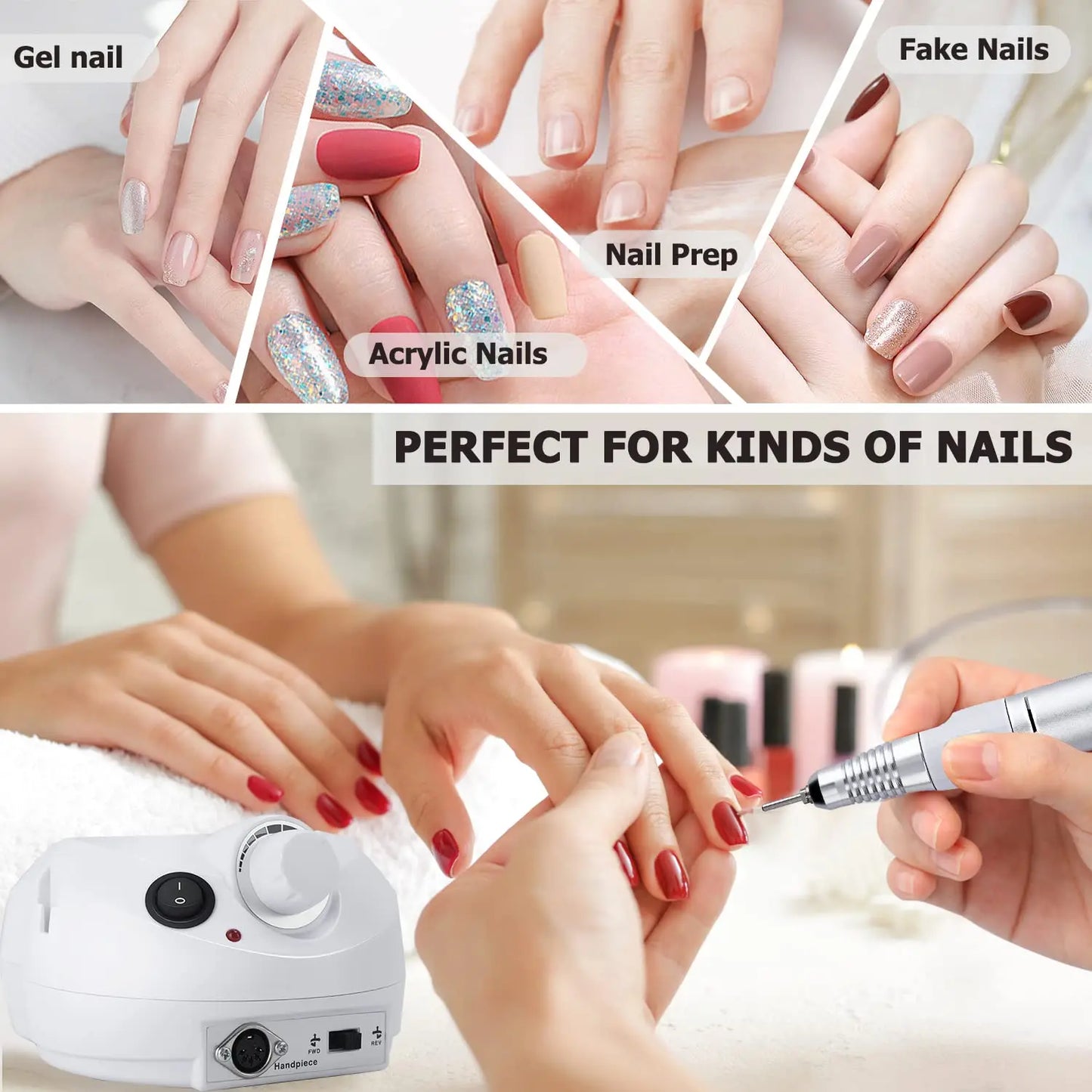 VamsLuna Electric Nail Drill 30000 RPM with Foot Pedal & Bits