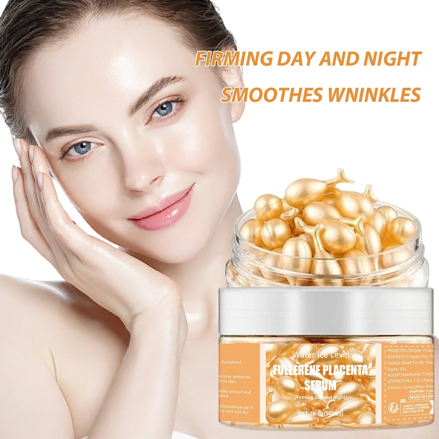 50-Pack Collagen & Hyaluronic Acid Face Serum Capsules