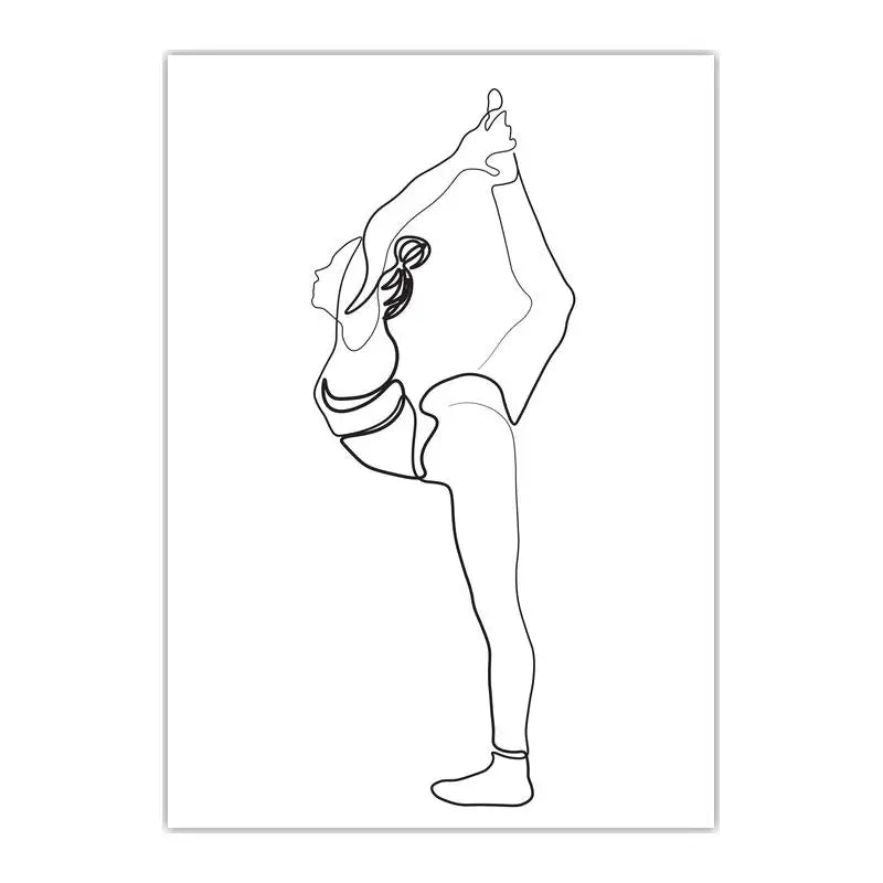 Black & White Yoga Woman Canvas Wall Art | Nordic Minimalist Canvas Wall Art Peaceful Pleasures Health and Wellness 03 21X30cm No Frame China Mainland